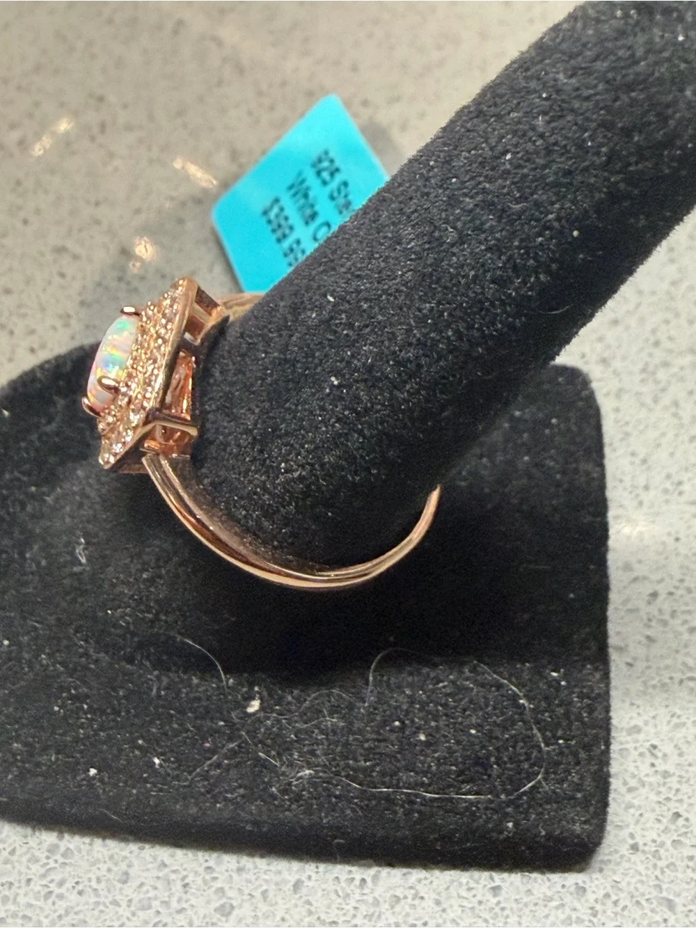 Sterling Silver White Opal Halo Ring - Size 7